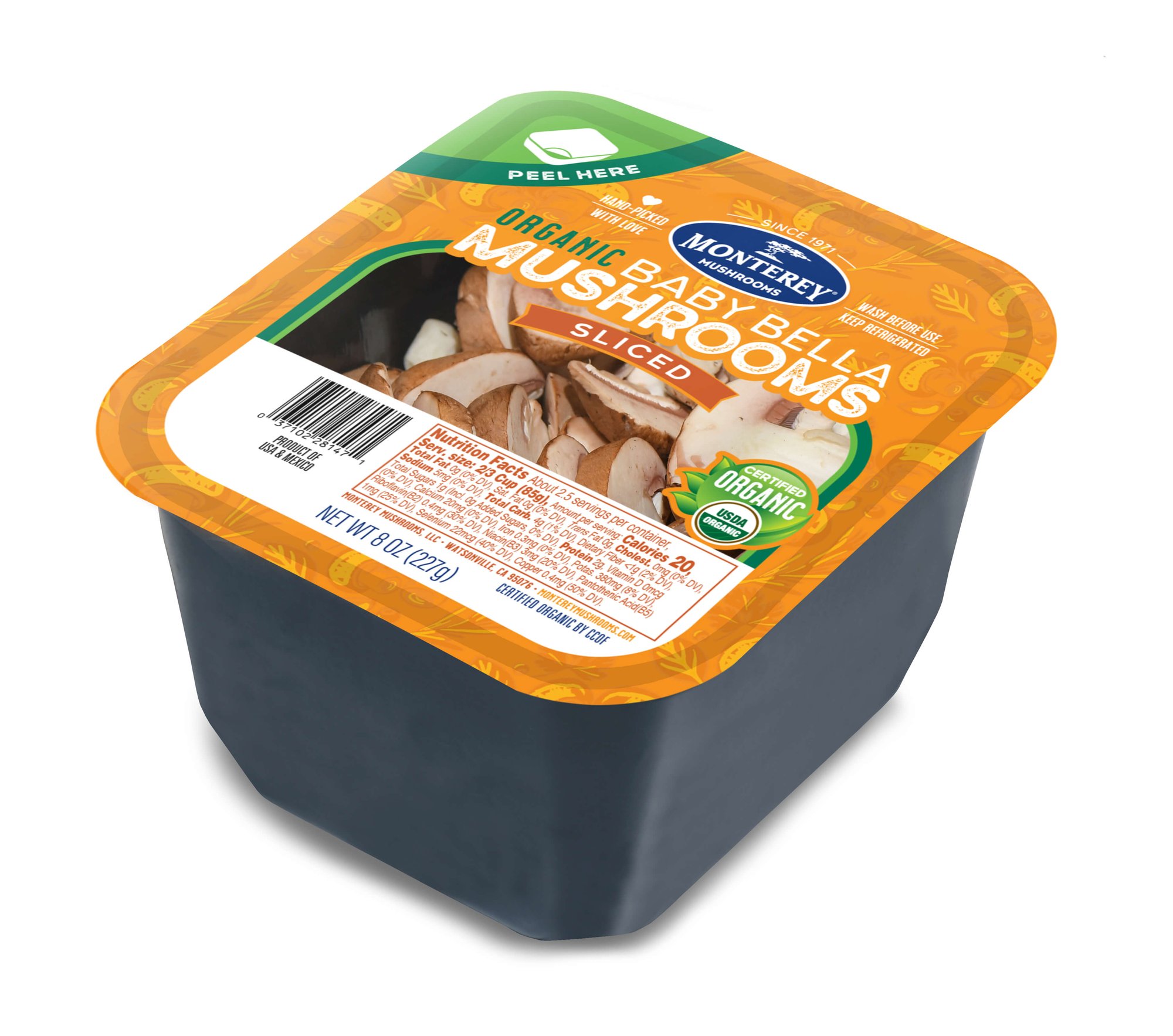 3/4 Angled Organic Baby Bella Sliced