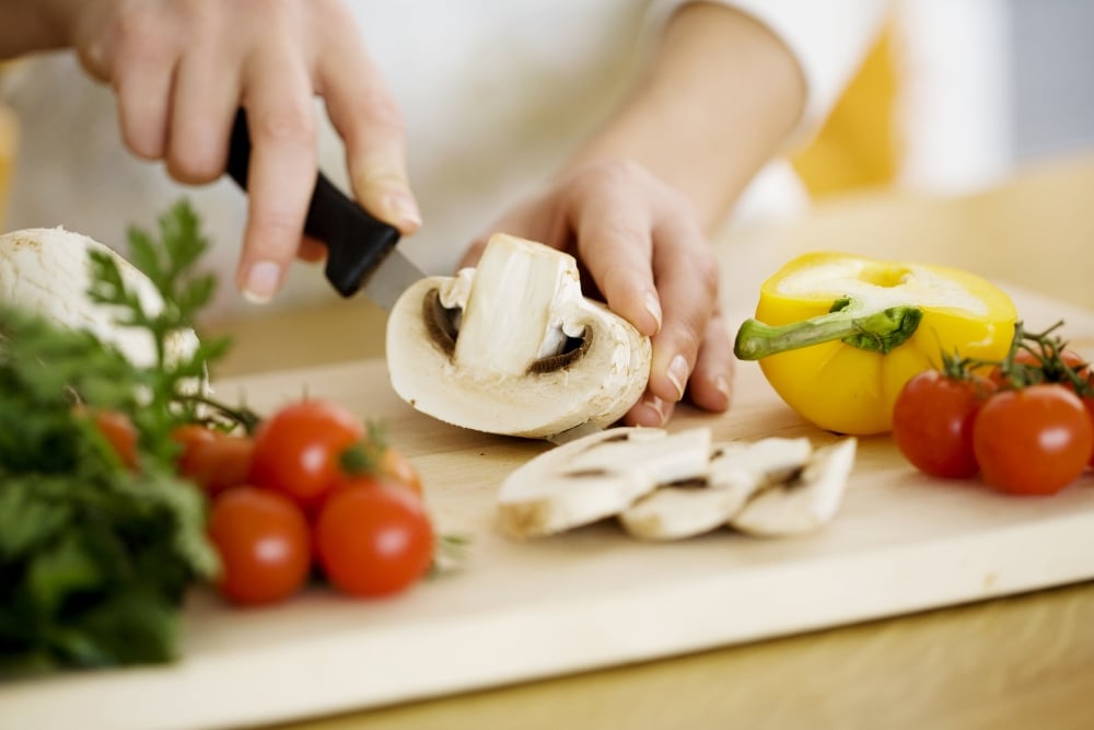 Chopping mushrooms