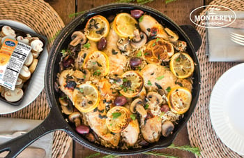 Simple Baked Chicken and Mushrooms with Lemon Rice