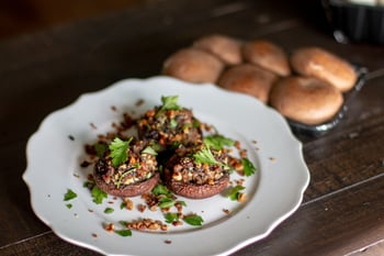 Sausage, Raisin And Walnut Stuffed Mushrooms