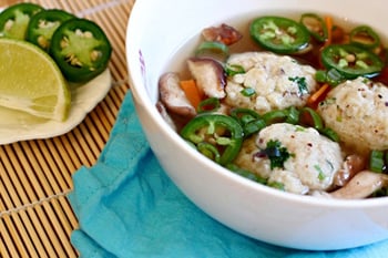 Asian Mushroom Matzo Ball Soup