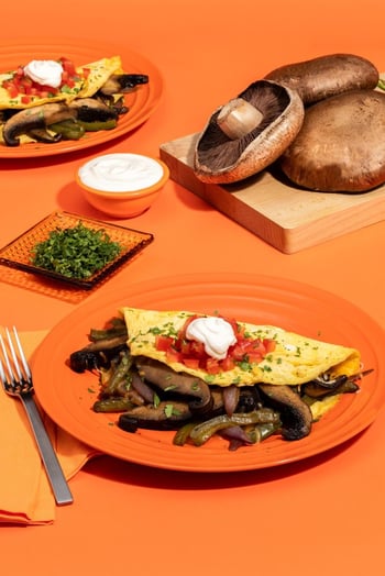 Mexican Omelette with Sautéed Mushrooms & Fajita Veggies