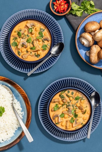 Coconut Mushroom Curry with Spinach and Chickpeas