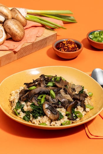 Savory Oatmeal with Mushrooms and Kale