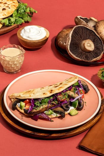 Mushroom Shawarma Pita with Tahini Sauce