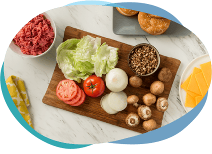 Blended mushroom burger fixings