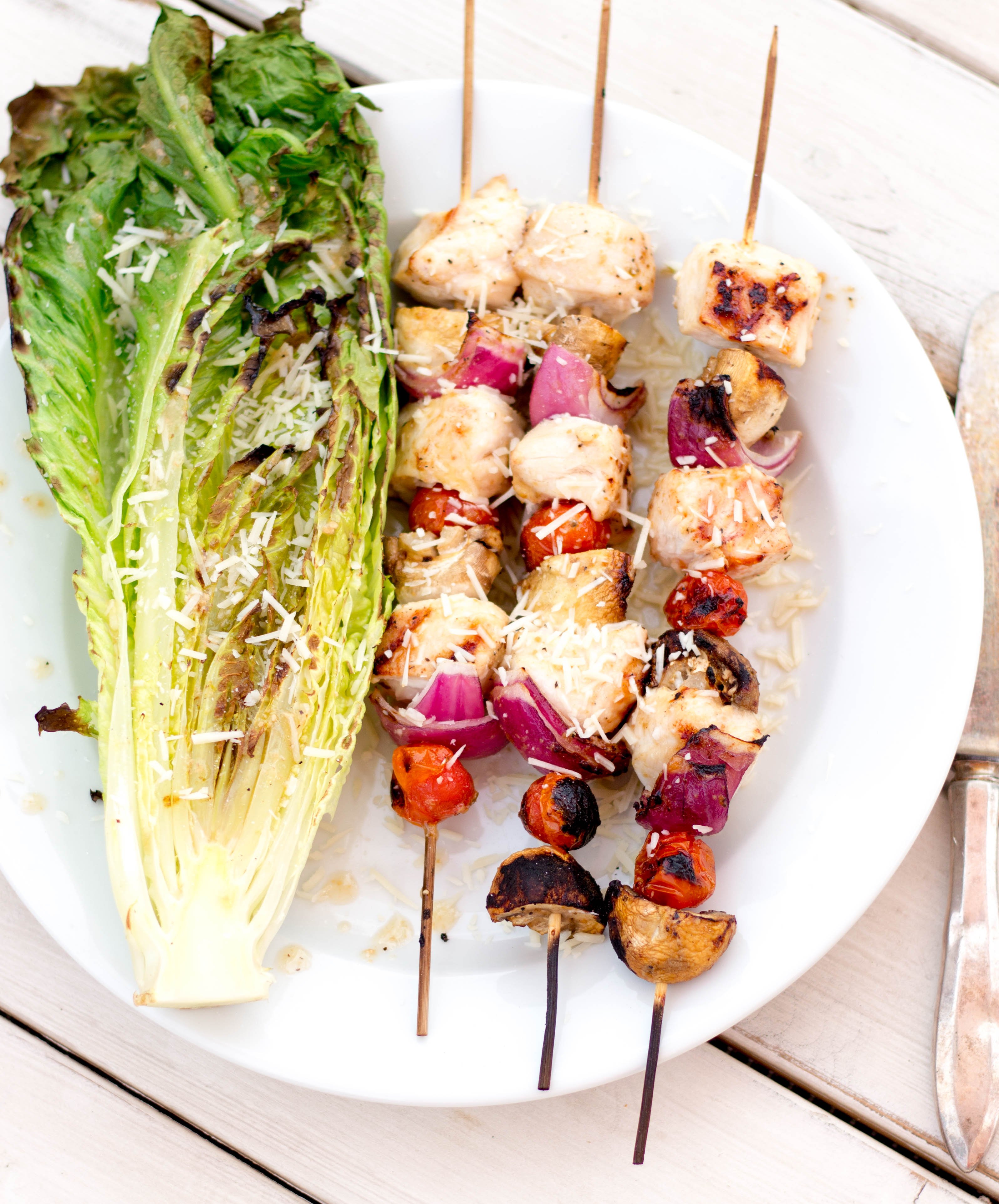 Grilled Chicken Caesar Salad Kebabs